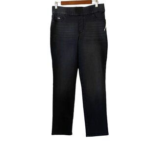 Nine West NEW Heidi Pull-On Straight Jeans In Black Size 10